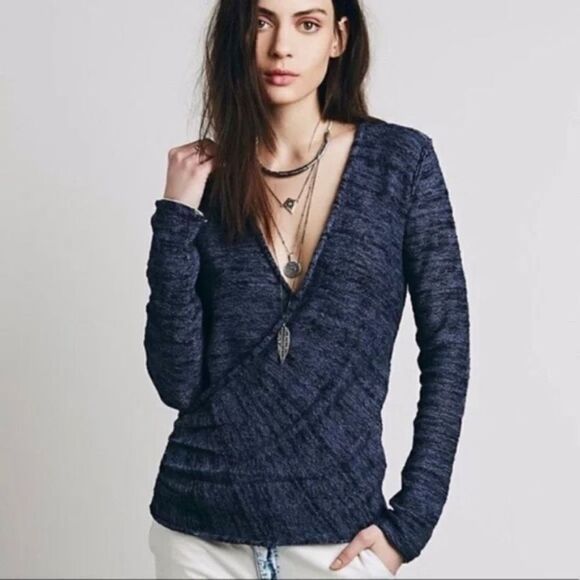 Free People Gotham Wrap Knit Sweater Top Size XS - Picture 1 of 11